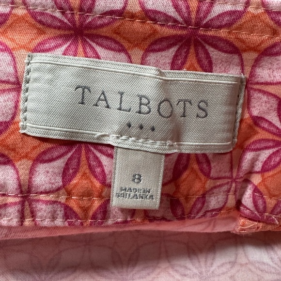 Talbots fun summer Print Pencil Skirt NWOT size 8 pink & orange - Picture 7 of 8